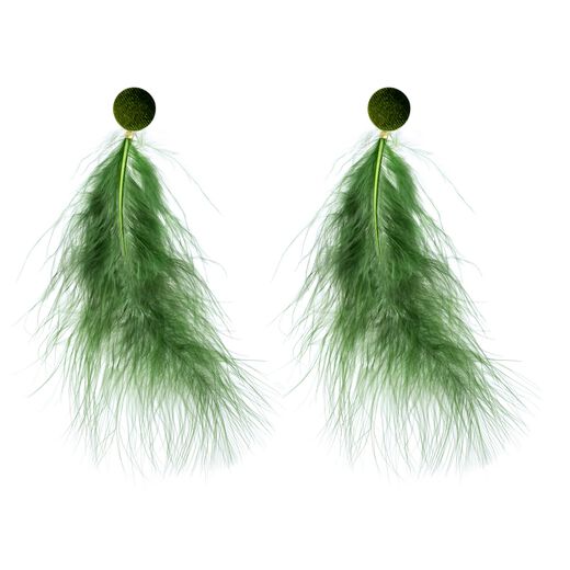 Green feather earrings